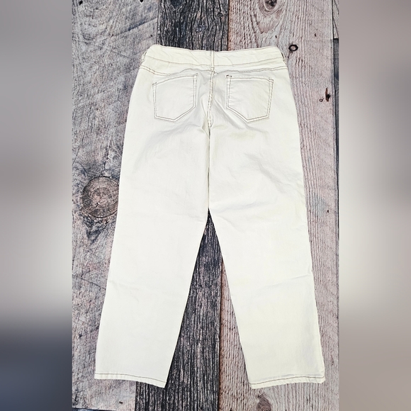 LOGO Lavish by Lori Goldstein Maddy Boyfriend Jeans Petite Size 8 Patchwork - Picture 11 of 11